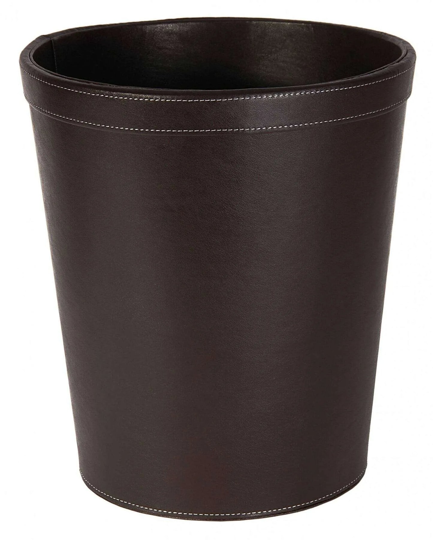 Brown Circular Faux Leather Wastebin - Dimension:H29cm x W26cm
