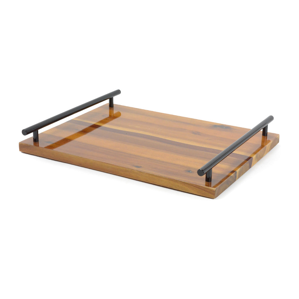 Alphan High gloss walnut veneer Tray L 40cm x W 30cm - IN STOCK