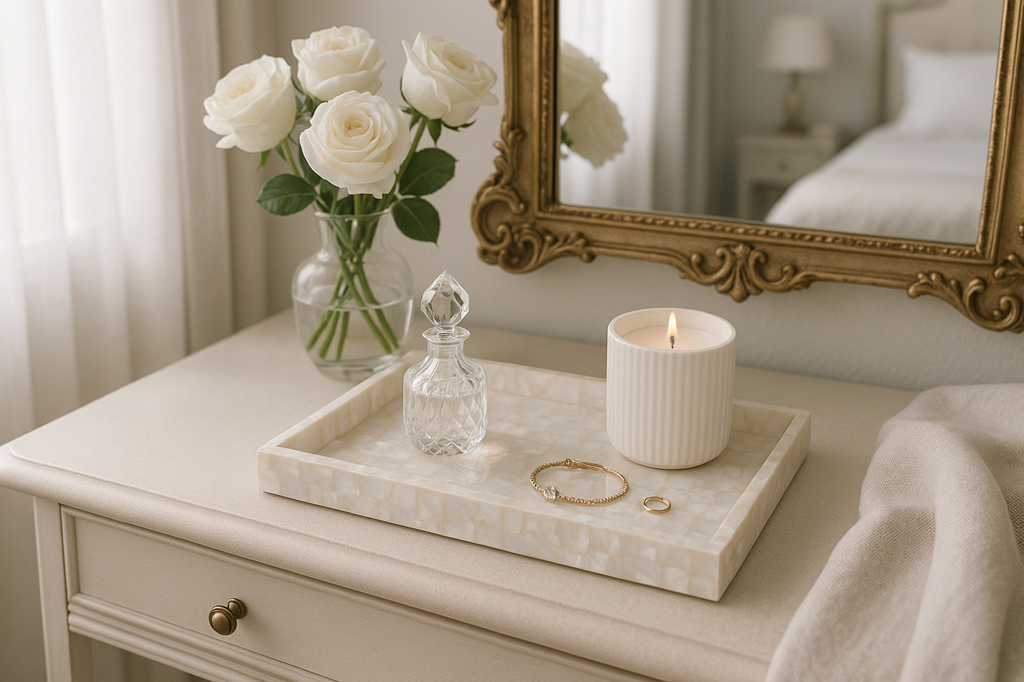 Elizabeth Large Mother Of Pearl Display Tray Lifestyle Image