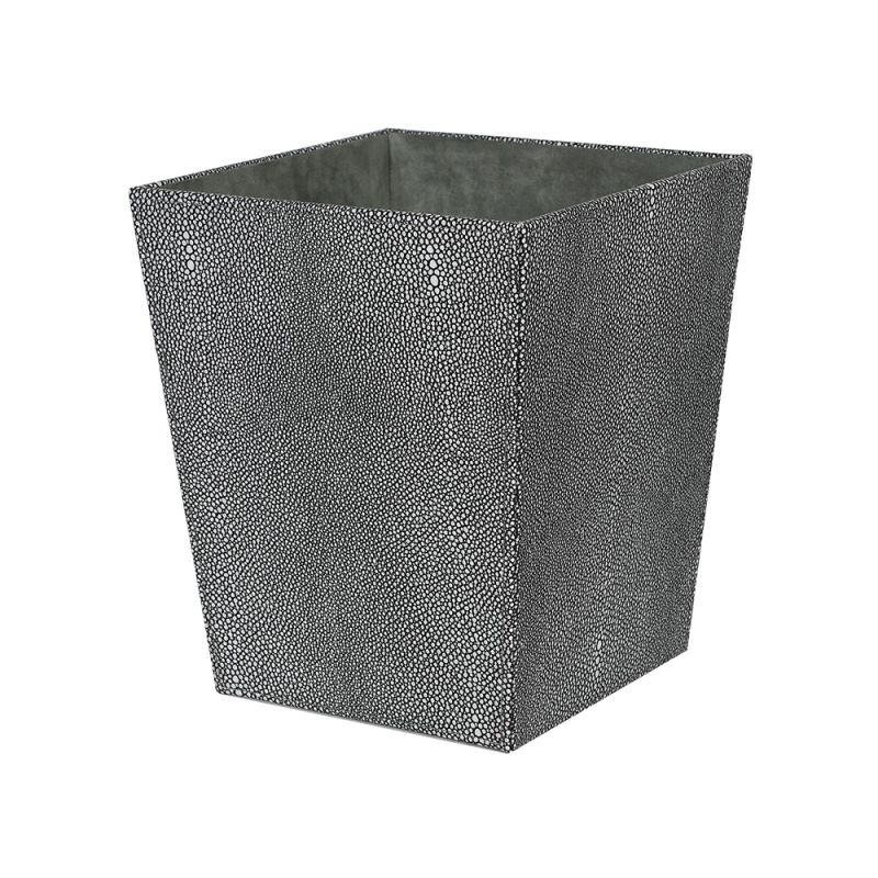 Goverham Grey Faux Shagreen Waste Bin - Luxury Bathroom Bin 27x23x23cm