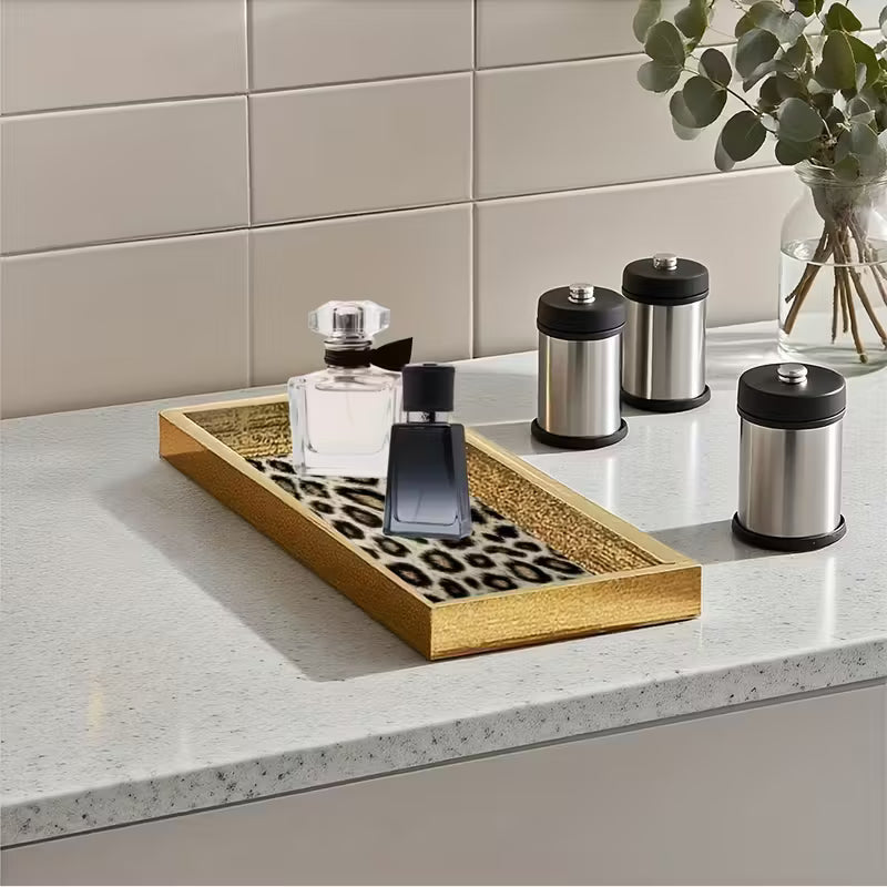 Catch - NEW Leopard print style gold rectangular tray - Tray 28cm