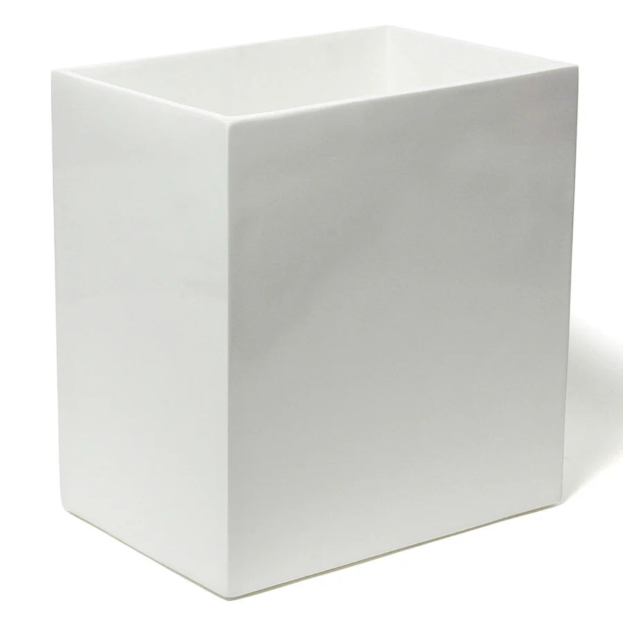 Wastepaper Bin White Lacquer 23.5 cm W, 15.9 cm D, 25.4 cm H