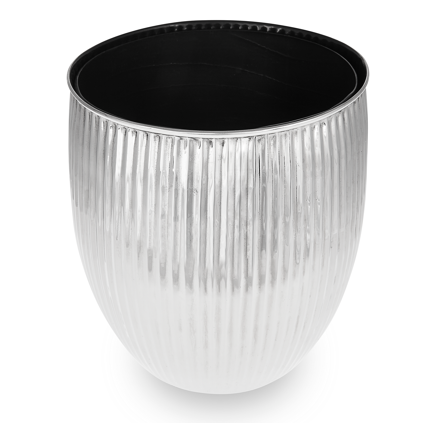 Diana Ribbed Metal Waste Bin - Stainless Steel Trashcan 21x25cm - SALE