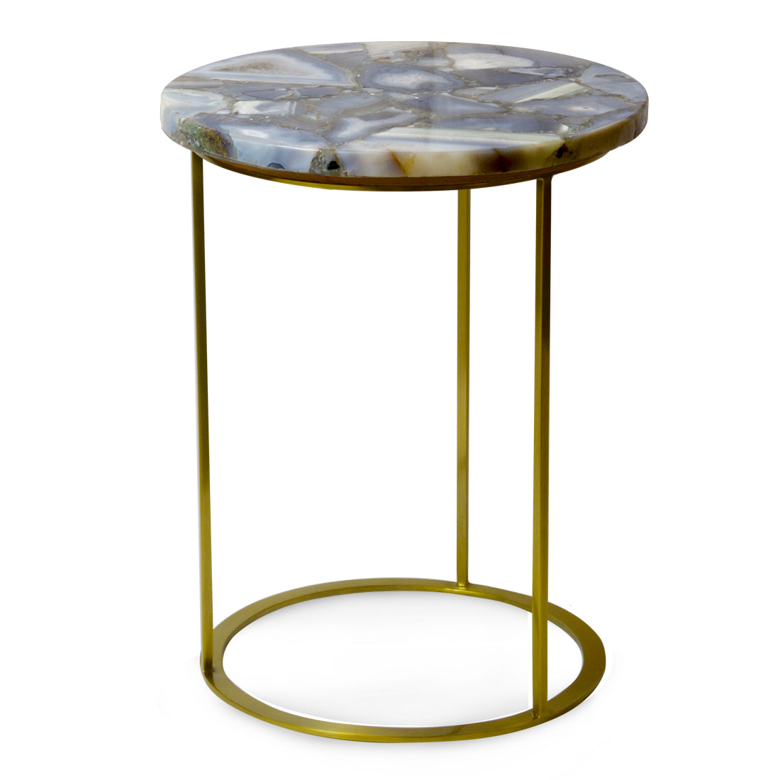 Richmond - Handcrafted brazilian agate stone on a brass antique finish steel frame