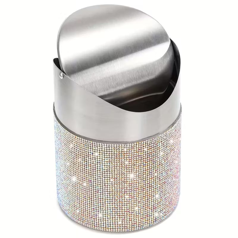 Counter Top - Rhinestone  Trashcan  - NEW - Dimensions: H16cm W12cm