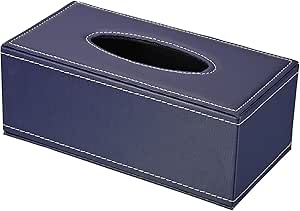 Tatem - Blue Faux Leather Rectangular Tissue Box Cover - 24cm