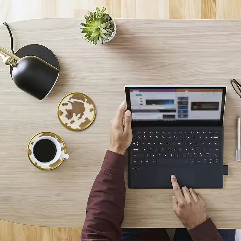 Charming cow print coaster set on table setting