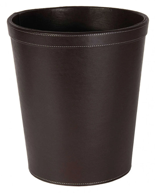Brown Circular Faux Leather Wastebin -  Dimension:H29cm x W26cm