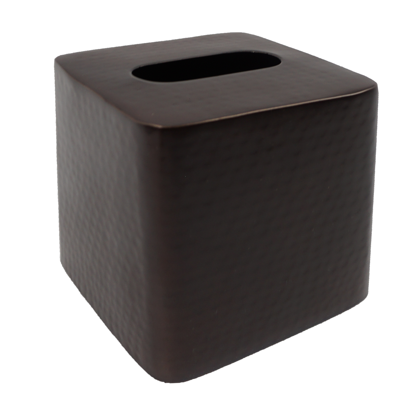 Asham Hammered -  Hammered Look Antique Copper Tissue Cover Cubed - 13cm