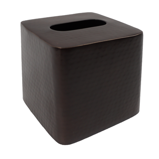 Asham Hammered -  Hammered Look Antique Copper Tissue Cover Cubed - 13cm