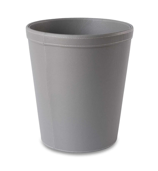 Grey Circular Faux Leather Wastebin -  Dimension:H29cm x W26cm