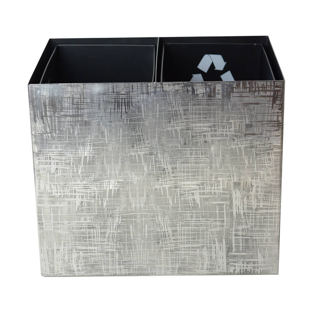 Hadley  - Patterned 2 Compartment Metal Waste Bin -  In stock - H28cm W23cm L32cm