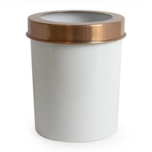 Milko - Wastepaper Bin White metal and polished copper L 21.5cm x W 21.5cm x H 25.5cm