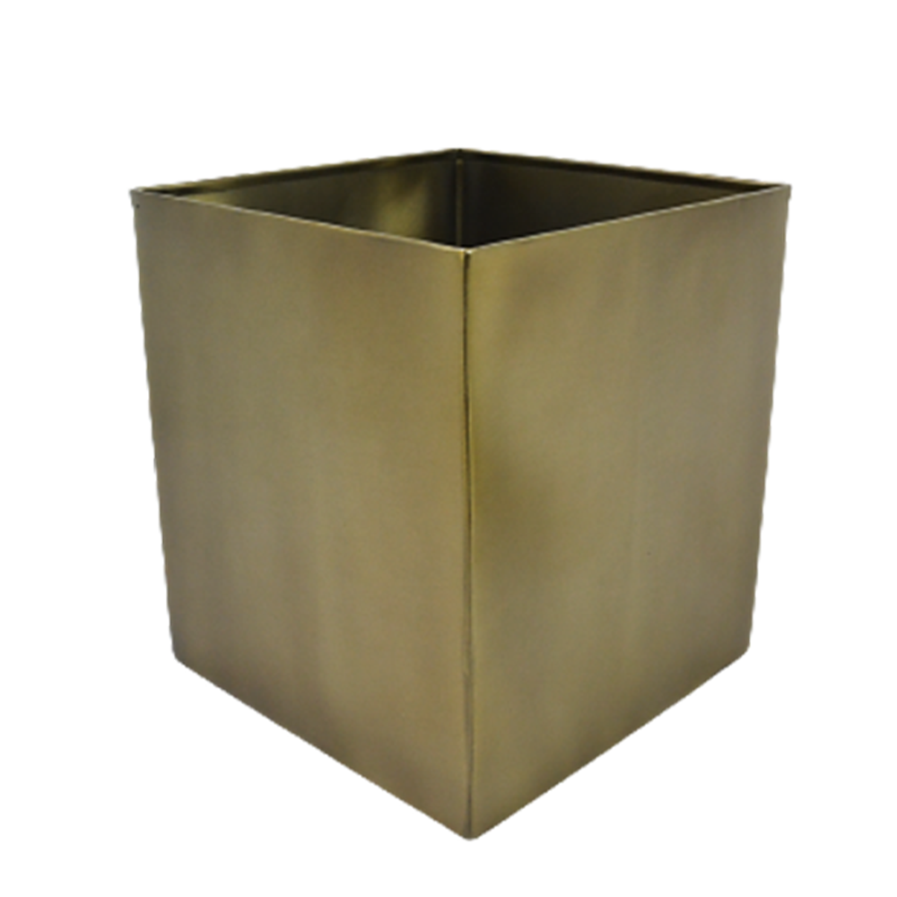 Wastepaper Bin Compact Square Antique Brass - Luxury Bathroom Trashcan