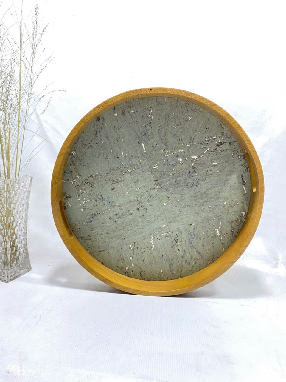 Ralt NEW Cork Silver  Base Tray Round Tray -  Tray 41 cm