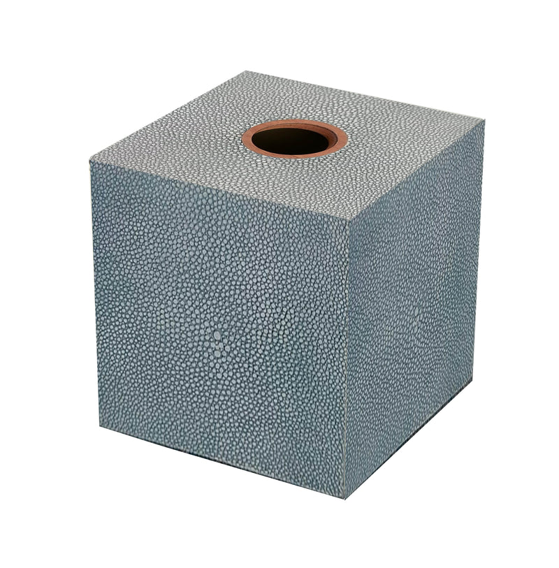 Blueworth- Light Blue Faux Shagreen Tissue Box Holder - Blue- size 14cm