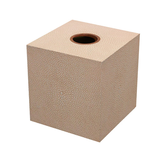 Plankston blush pink faux shagreen tissue box holder 14cm"
