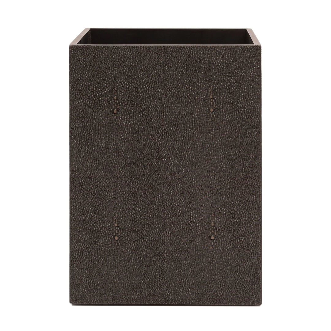 Coco Chocolate Brown Faux Shagreen Waste Bin - Luxury Bathroom Bin 27x20x20cm