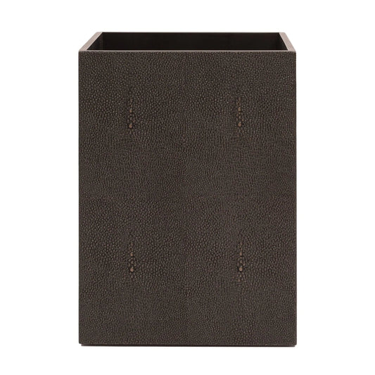 Coco Chocolate Brown Faux Shagreen Waste Bin - Luxury Bathroom Bin 27x20x20cm