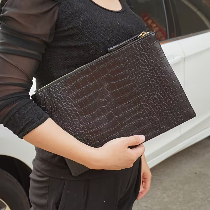 Dark brown envelope clutch bag