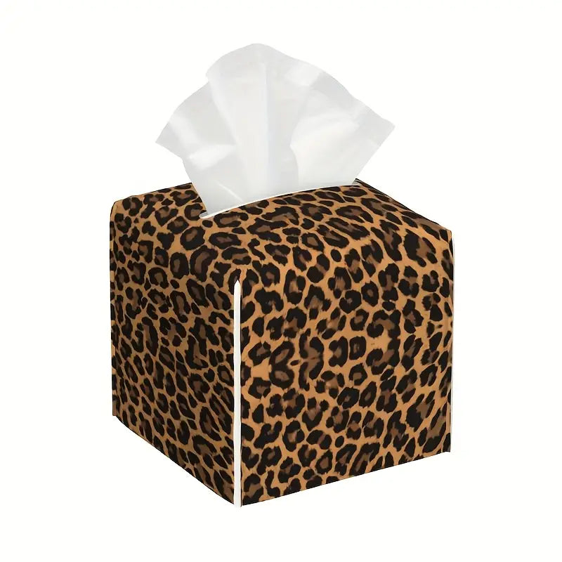 Leopard  Cubed Tissue Box Cover - 13cm - Statement piece