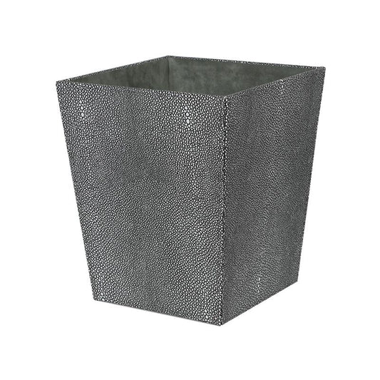 Goverham Grey Faux Shagreen Waste Bin - Luxury Bathroom Bin 27x23x23cm
