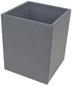 Chaplin- Grey Rectangular Faux Leather Wastebin -  Dimension: L20cm x H25cm