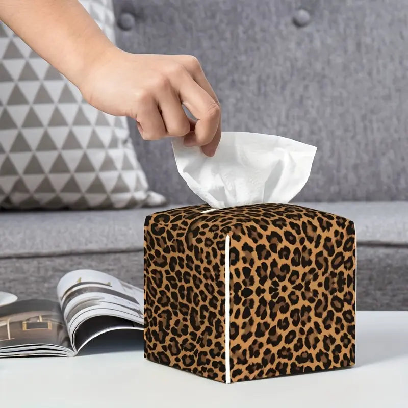 Leopard  Cubed Tissue Box Cover - 13cm - Statement piece
