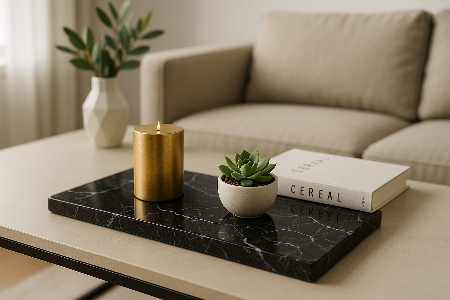 Porto Black Marble Tray Lifestyle Image