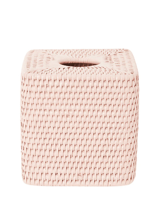 Pink Rattan  Cubed Tissue Box Cover - 14cm