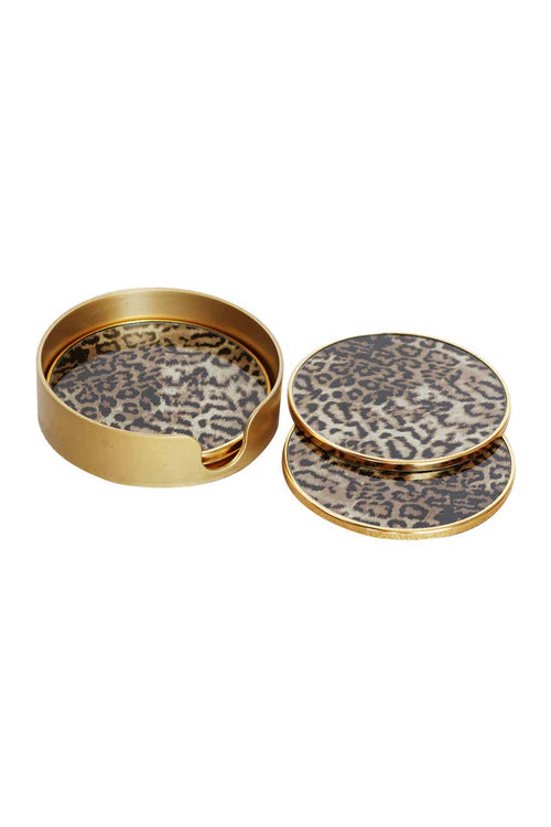 Catch - Set Of 4 Leopard Print Coasters - 10cm