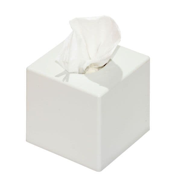 Carnaby  - White Lacquer Cubed Tissue Box Cover 13CM