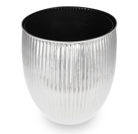 Diana Ribbed Metal Waste Bin - Stainless Steel Trashcan 21x25cm - SALE