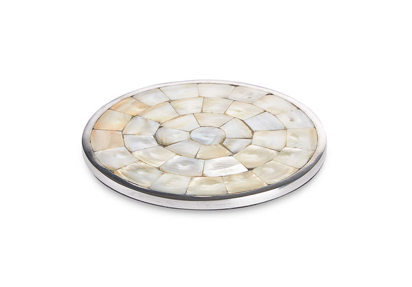 Blake - Round Mother Of Pearl & Metal Coaster