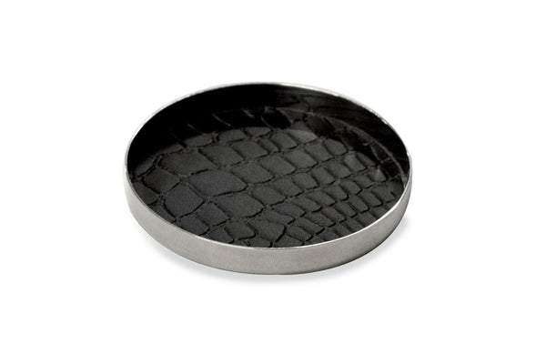 Morley - Polished Metal Coaster With a Crocodile Skin Pattern