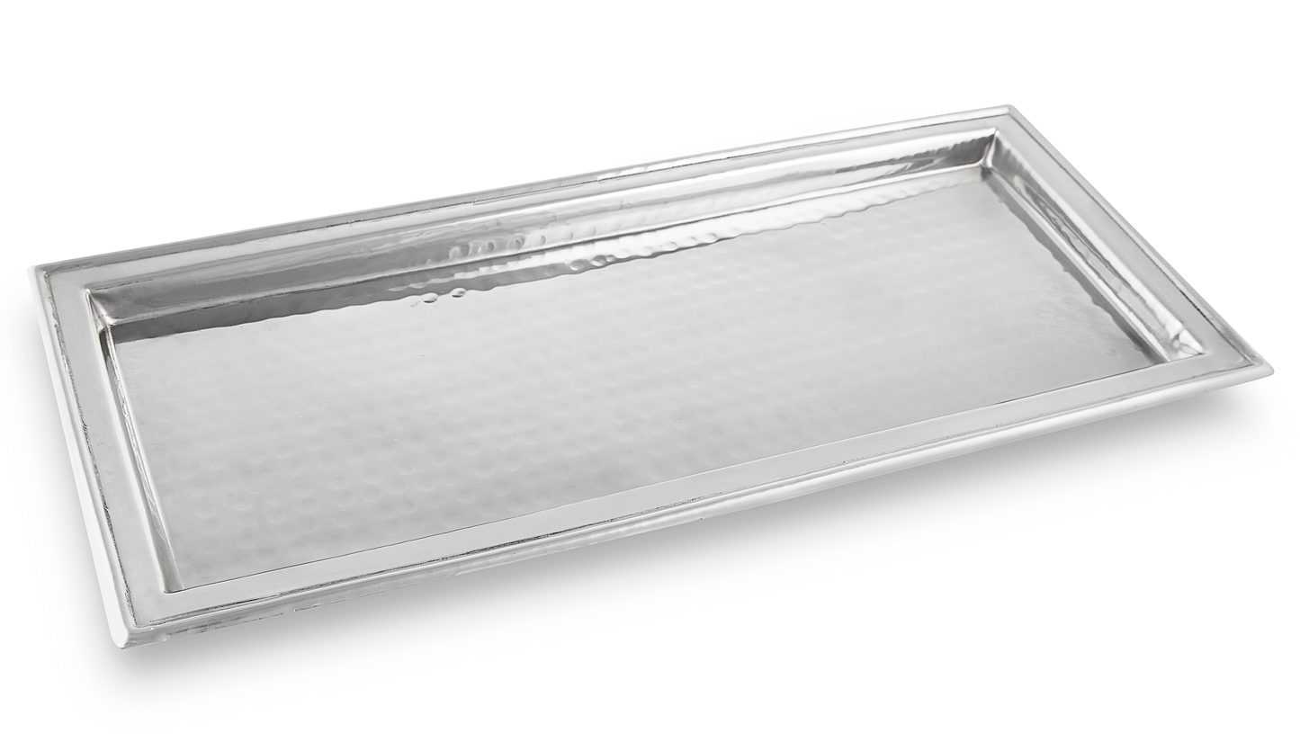 Hammersmith hammered metal display tray with glossy finish, 36cm x 35cm