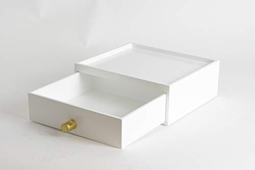 Daven - White jewellery and accessories decorative storage box with drawer - Dimensions: H20cm x W23 x D8cm