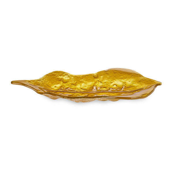 Gasper - Yellow Golden Leaf Shaped Glass Tray