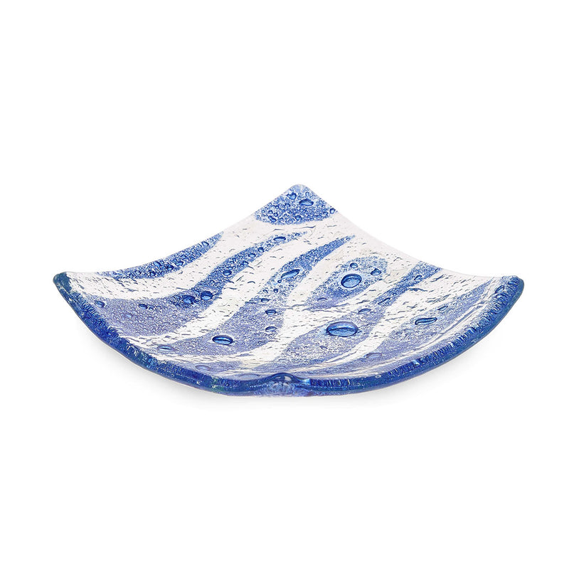 Phoenix - Textured Glass With Blue Wave Pattern Tray