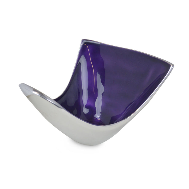 Belmont - Polished Metal & Purple Enamel Fruit Bowl - back in stock