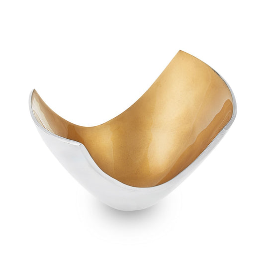 Kingly Large - Gold Curved metal and enamel fruit bowl 33cm