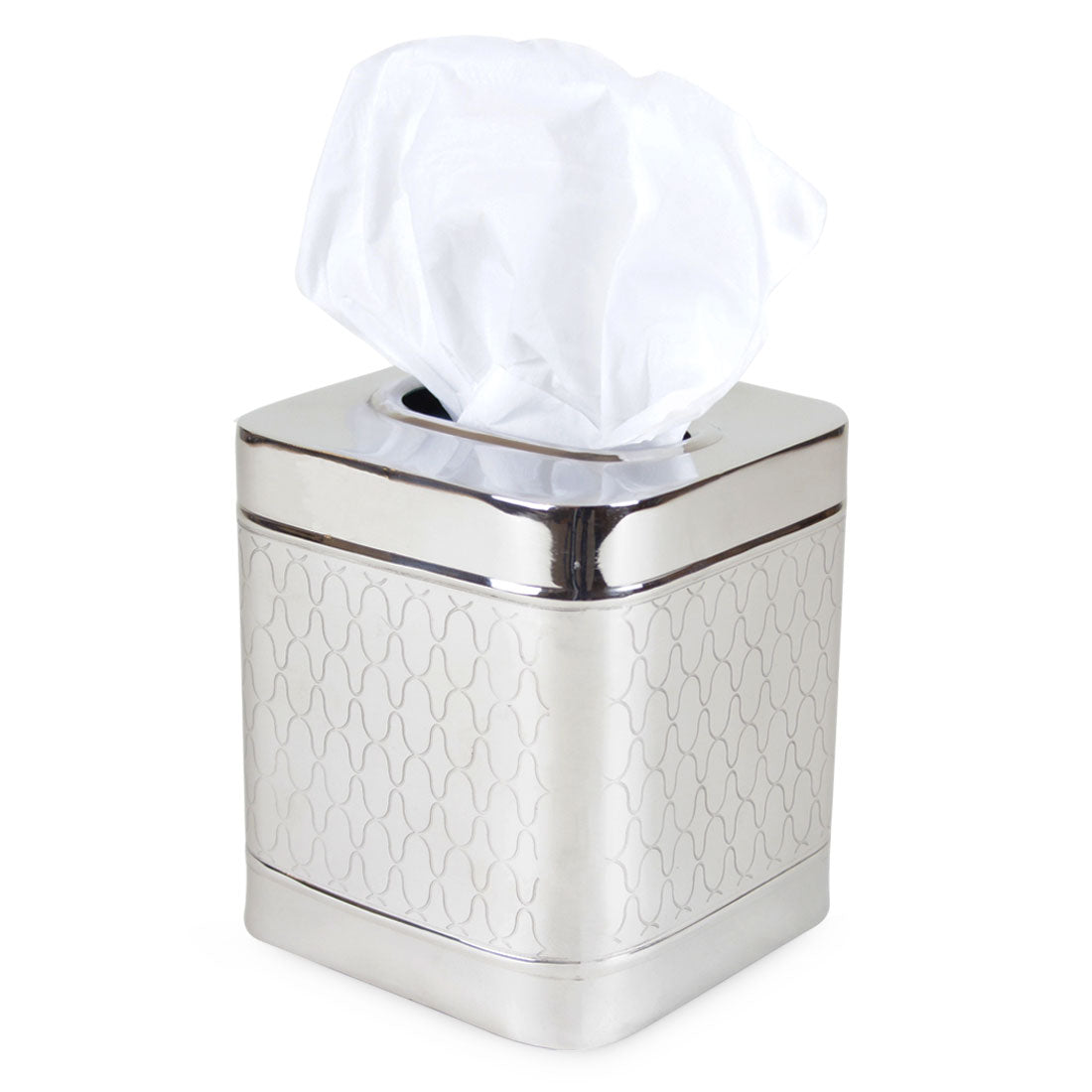 Novello - Embossed Shiny Metal Tissue box Cover