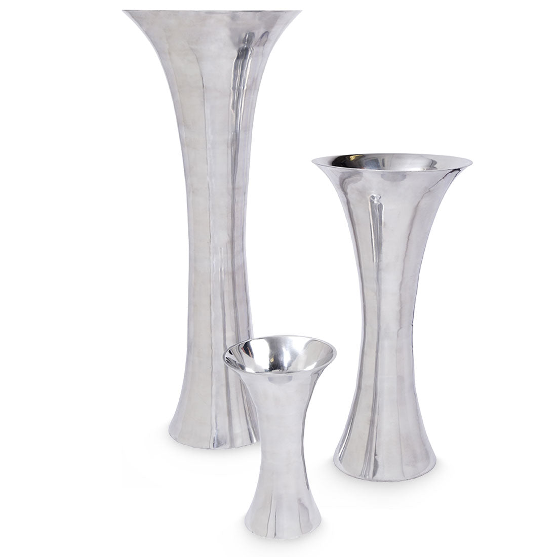 Tulip - Hourglass Shaped Brushed Metal Vase