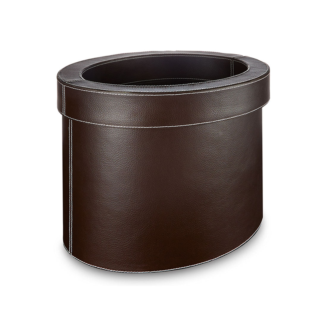 Farringdon oval faux brown leather waste bin 33x24x26cm