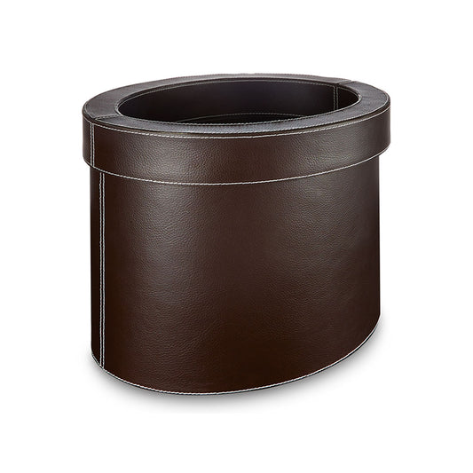 Farringdon oval faux brown leather waste bin 33x24x26cm